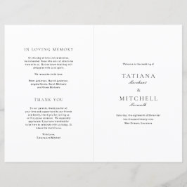 Programa Clásico de Bodas Elegantes en Blanco y Ne