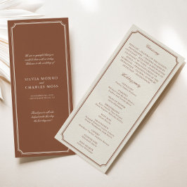 Programa clásico de bodas marrón y cruda