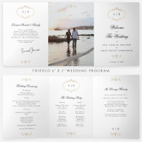 programa clásico de bodas triples en monograma dor