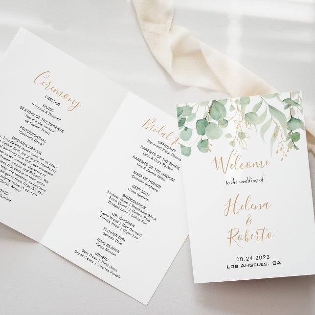 Programa clásico de bodas triples Eucalyptus Gold (Subido por el creador)