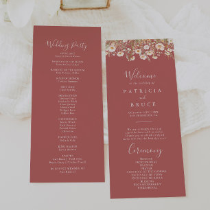 Programa clásico de Boho Rubor para la boda de flo