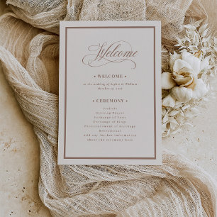 Programa Clásico marfil y taupe Boda neutral de lujo