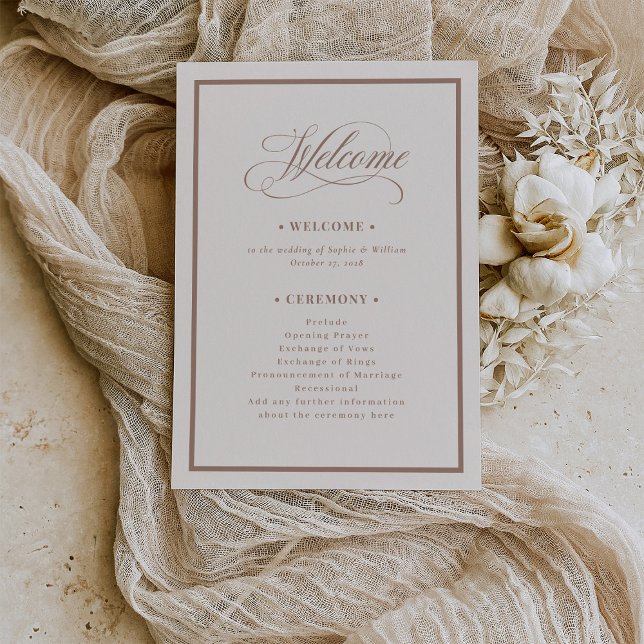 Programa Clásico marfil y taupe | Boda neutral de lujo (Subido por el creador)