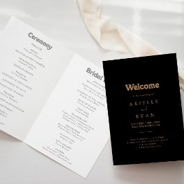 Programa Clásico Minimalista Doble Boda en Oro Negro