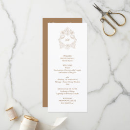 Programa Clásico Sofisticado Script Bodas Marrón Dorado