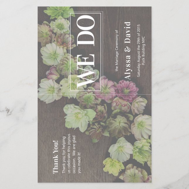 Programa CLASSIC Garden Hellebore Wood Wedding (Anverso)