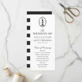 Programa Classy Black Lighthouse Wedding Program