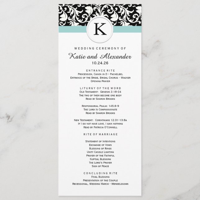 Programa Classy Damask Wedding (Anverso)