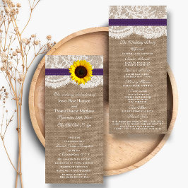 Programa Colección de Bodas de girasol rústico - morado