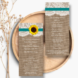 Programa Colección de Bodas de girasol rústico - Verde azul