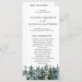 Programa Colección de Bodas del bosque de pinos acuarela