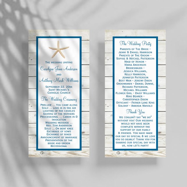 Programa Colección Starfish Whitewashed Wood Beach Wedding (Subido por el creador)