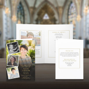 Programa Collage de fotos Orden Funeral De Servicio Doblado