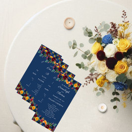 Programa Colores brillantes acuarela Marina Boda floral azu