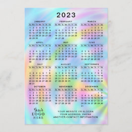 Programa Colorido Calendario 2023 Faux Holographic de Año C