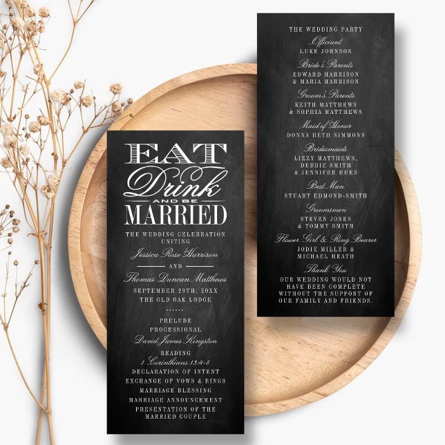 Programa Comer, beber y casarse Boda de Chalkboard (Subido por el creador)