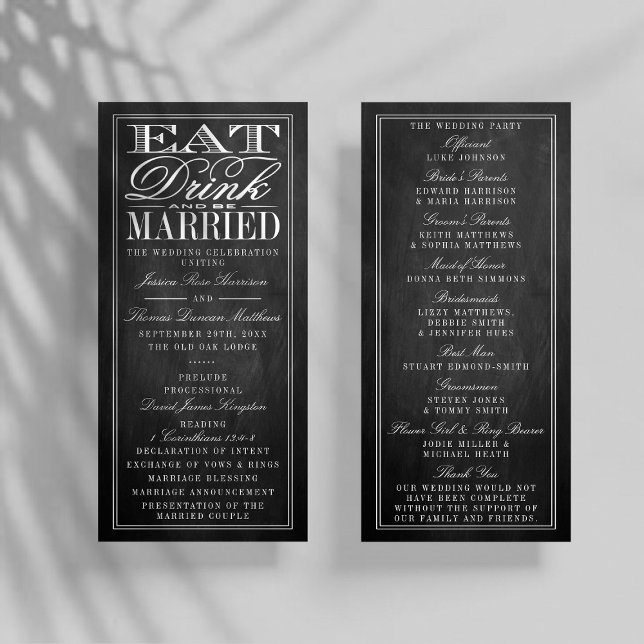 Programa Comer, beber y casarse Boda de Chalkboard (Subido por el creador)