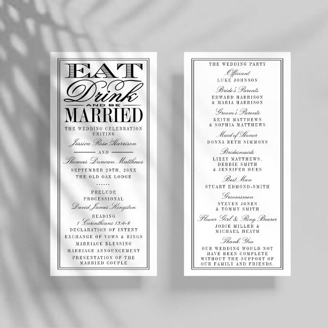 Programa Comer, beber y casarse Boda negro/blanco moderno (Subido por el creador)