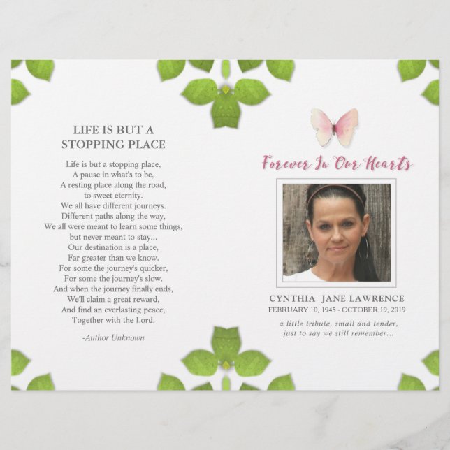 Programa conmemorativo de fúnebre de mariposa rosa (Anverso)