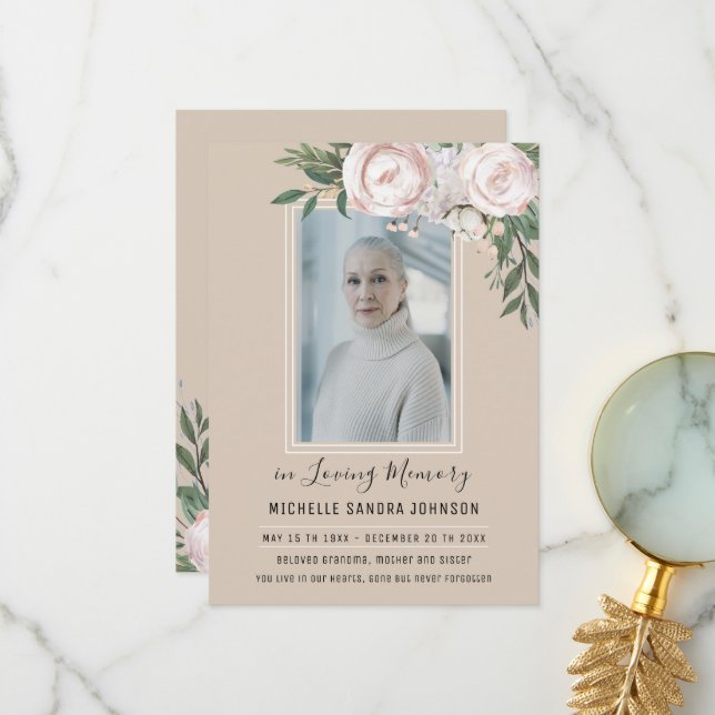 Programa conmemorativo de la foto del funeral flor (Anverso/Reverso In Situ)