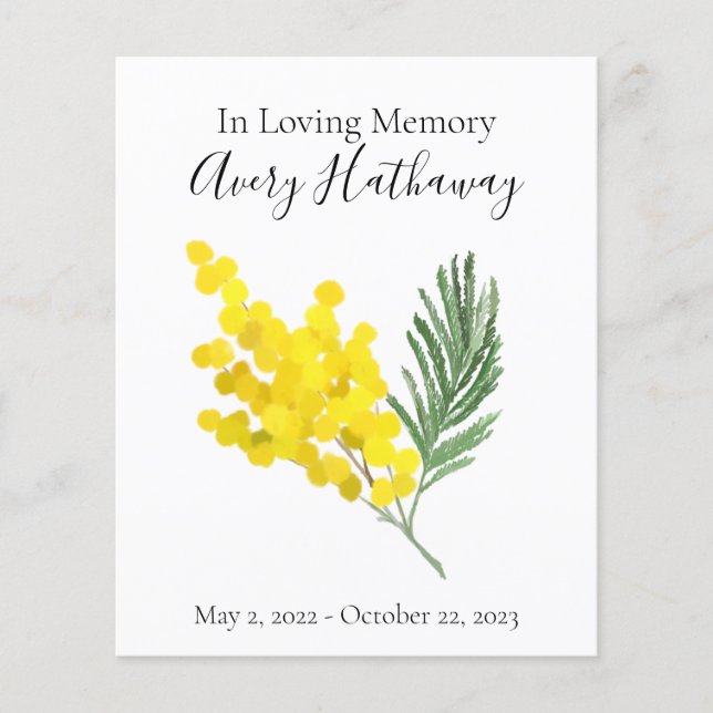 Programa conmemorativo del funeral amarillo floral (Anverso)