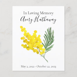 Programa conmemorativo del funeral amarillo floral