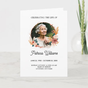 Programa conmemorativo del funeral de Boho Wildflo