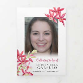 Programa conmemorativo del funeral flor de orquíde