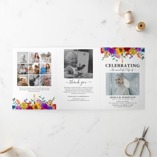 Programa conmemorativo funeral floral brillante y  (Exterior)