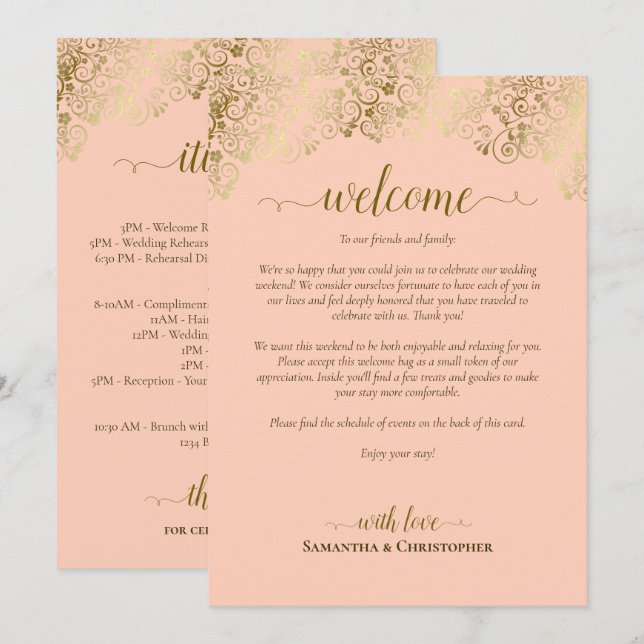 Programa Coral Melocotón y Boda de Oro Bienvenida e Itinera (Anverso / Reverso)