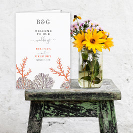 Programa Coral Watercolor Beach Boda Orden de servicio