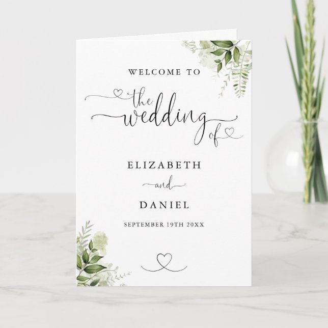 Programa Corazón Floral de Verdor Script Boda  (Anverso)