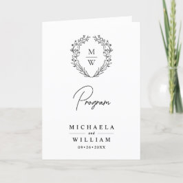 Programa Corona Botánica Simple y Elegante con Monograma de
