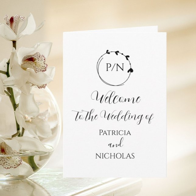Programa Corona de Corazón Negro y Iniciales de Boda (In Situ)