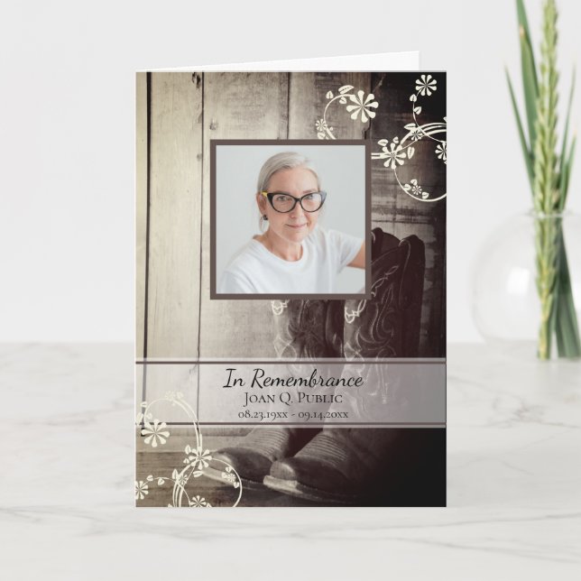 Programa Country Western Cowboy Boots Funeral Service (Anverso)