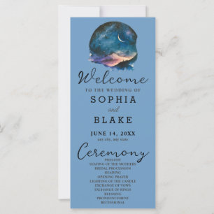 Programa Crescent Moon Starlit Sky Blue Wedding