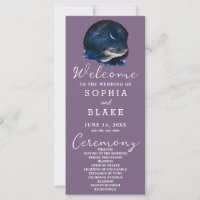 Programa Crescent Moon Starlit Sky Purple Wedding