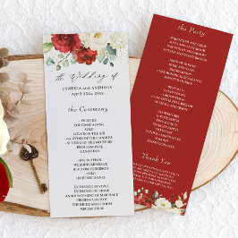 Programa Crimson Red Ivory White Rose Floral Boda