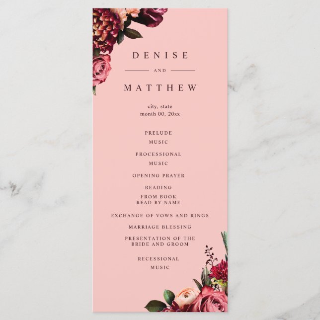 Programa Crisantemo romántico sobre rosa gasa (Anverso)