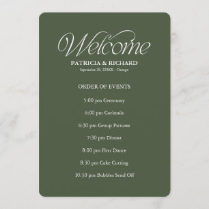 Programa Cronograma de eventos de boda verde