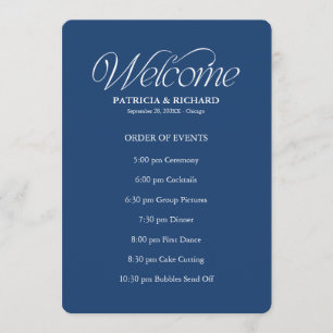 Programa Cronograma de Orden de Eventos de Boda Azul