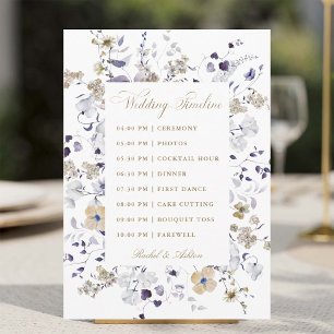 Programa Cronología de Boda Floral Romántica de Morado y Or