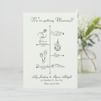 Programa Cronología de Boda Minimalista en Blanco y Negro