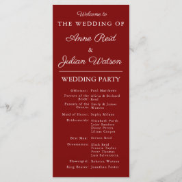 Programa Cronología de Boda Moderna Roja y Código QR de la 