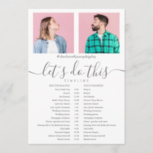 Programa Cronología de la boda con elegante guión fotográfi