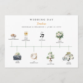 Programa Cronología de la boda ilustrada con acuarela