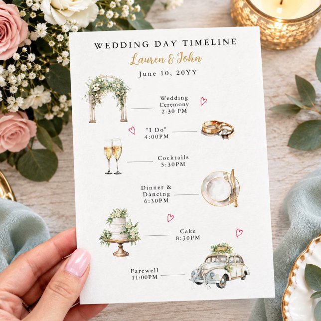 Programa Cronología de la boda ilustrada con acuarela (Subido por el creador)