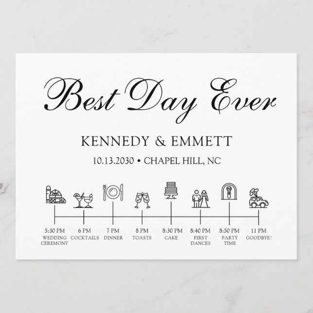 Programa Cronología del Día de la Boda de Barn (Anverso)