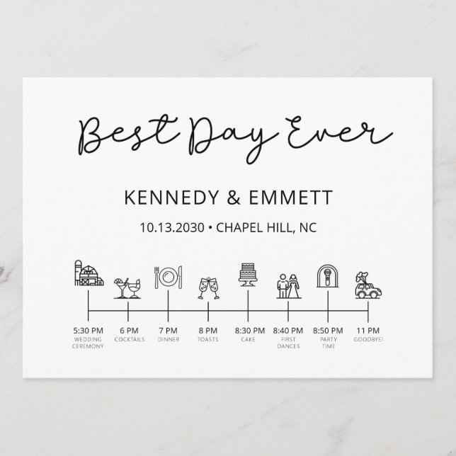 Programa Cronología del Día de la Boda de Barn (Anverso)