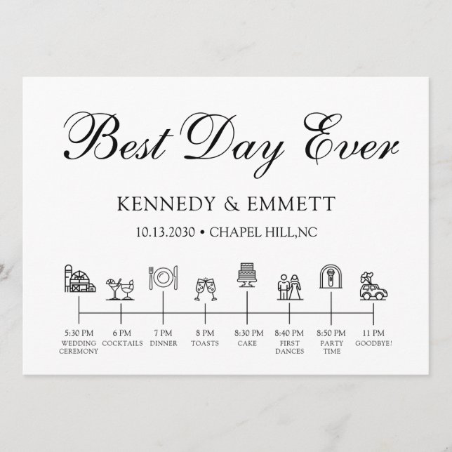 Programa Cronología del Día de la Boda de Barn (Anverso)